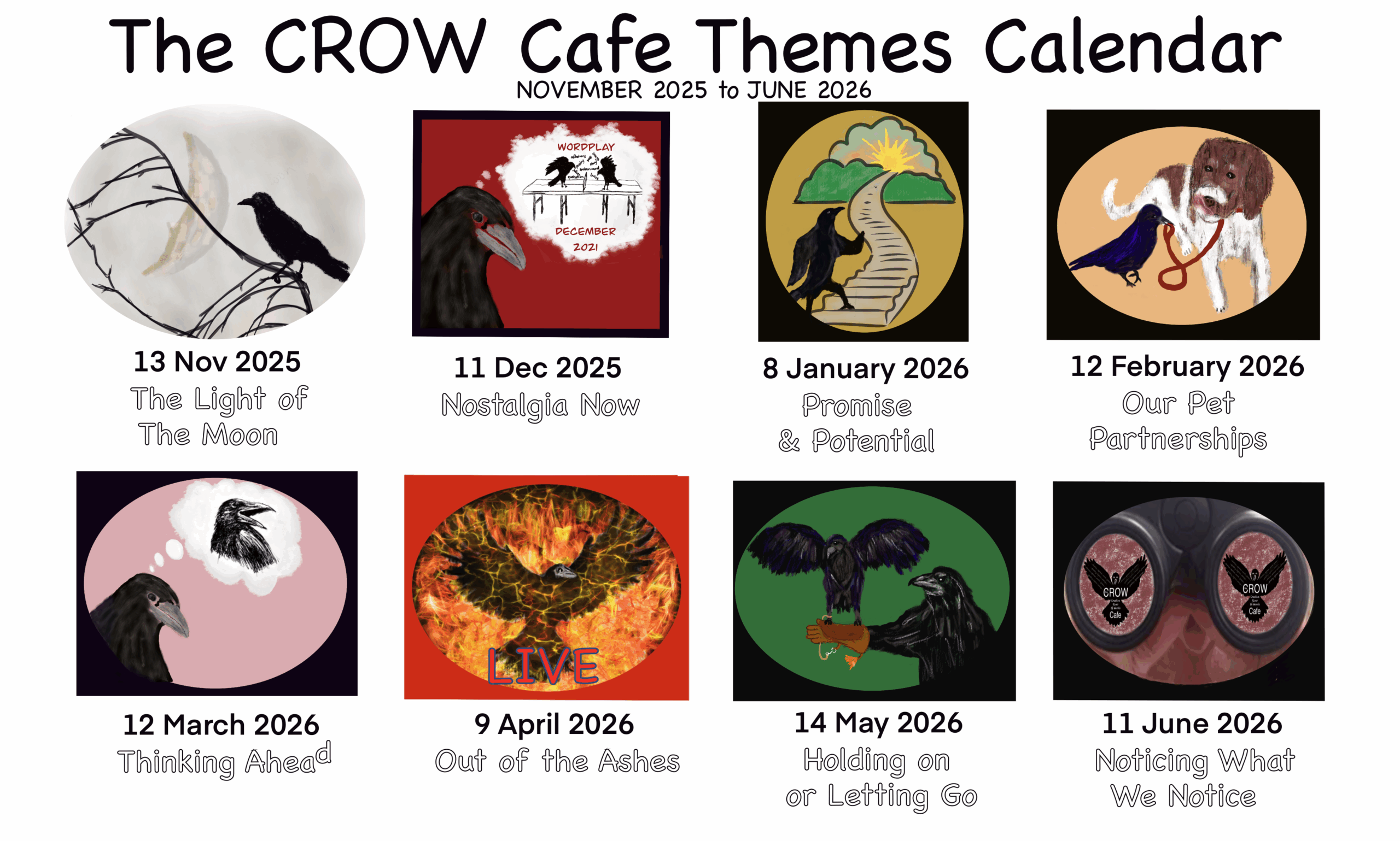CROW Cafe Themes Calendar (Nov 2025 - June 2026)