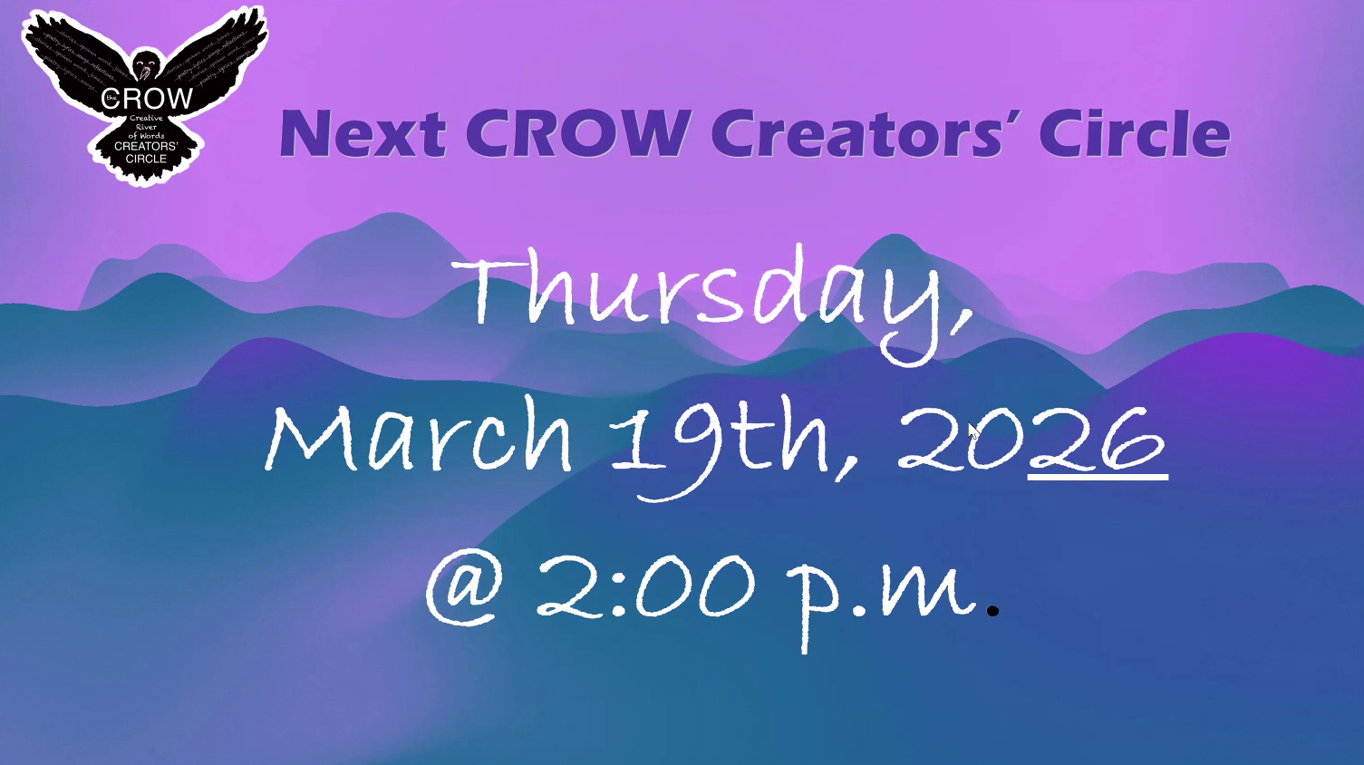 Next CROW Creators' Circle - March 19th 2026