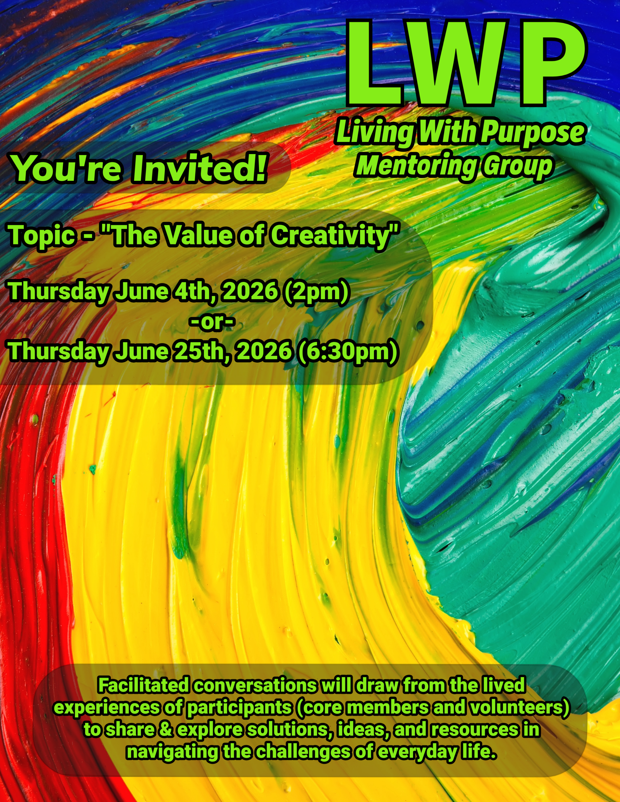 Living With Purpose Theme Poster - June 2026 - The Value of Creativity