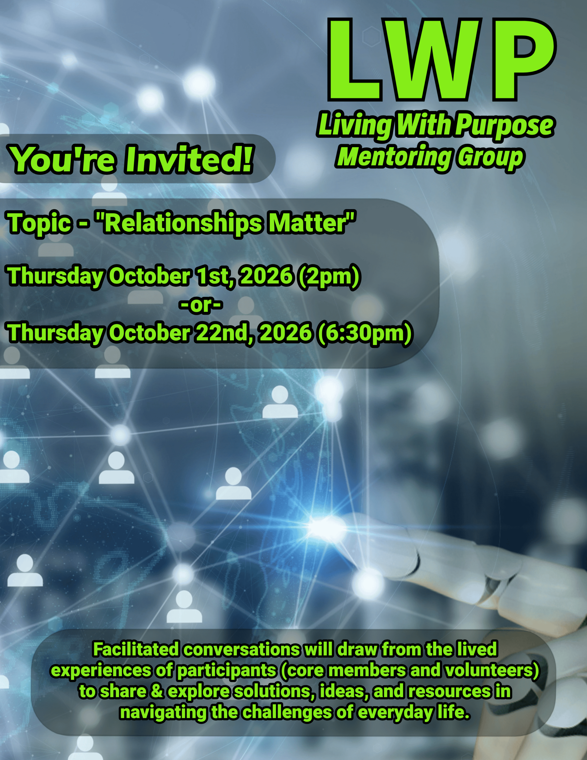 Living With Purpose Monthly Theme Poster - October 2026 - Relationships Matter